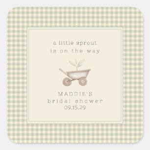 Ein kleiner Spross ist auf dem Weg Baby Shower Quadratischer Aufkleber