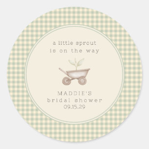 Ein kleiner Spross ist auf dem Weg Baby Shower Runder Aufkleber