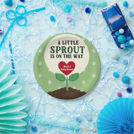 Ein kleiner Sprout ist auf dem Weg Baby Dusche Pappteller (Party)