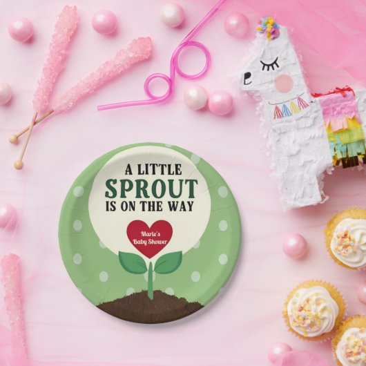 Ein kleiner Sprout ist auf dem Weg Baby Dusche Pappteller (Party)