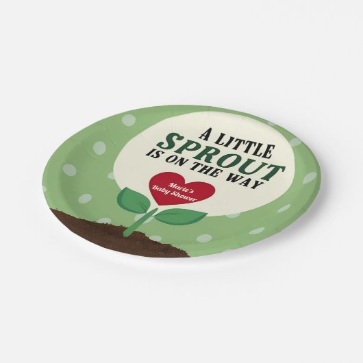 Ein kleiner Sprout ist auf dem Weg Baby Dusche Pappteller (Schrägansicht)