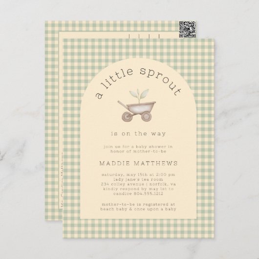 🌱 Ein kleiner Sprout ist auf dem Weg Babydusche Postkarte (Vorne/Hinten)