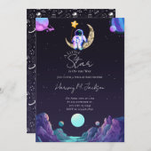 Ein kleiner Star | Weltraum | Moon Baby Dusche Einladung (Vorne/Hinten)