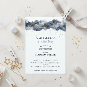 Ein kleiner Stern Himmel Navy Wolke Baby Shower Einladung