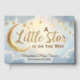 Ein kleiner Stern ist auf dem Weg zum Baby Shower  Gästebuch
