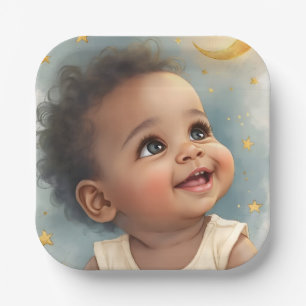 Ein kleiner Stern ist auf dem Weg zur Babydusche Pappteller