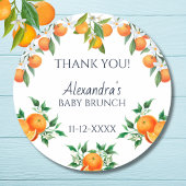 Ein kleiner Süsse Citrus Baby Brunch Vielen Dank Runder Aufkleber