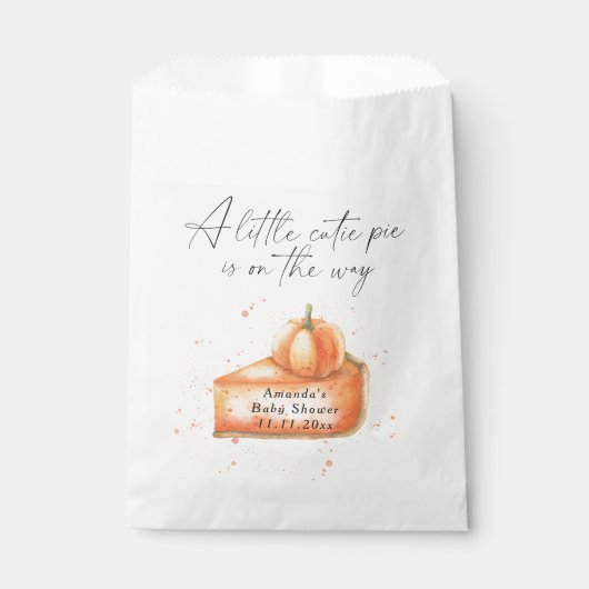 "Ein kleiner Süsse-Kuchen ist unterwegs" Babydusch Geschenktütchen (Vorderseite)