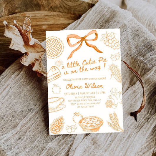 Ein kleiner Süsse Pie ist auf dem Way Baby Shower  Einladung
