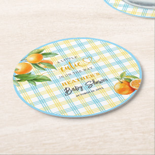 Ein kleiner Süßer ist auf dem Weg - Baby Shower Bl Runder Pappuntersetzer