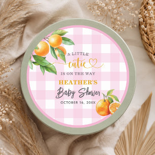 Ein kleiner Süßer ist auf dem Weg Rosa Babyparty Runder Aufkleber