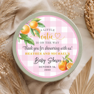 Ein kleiner Süßer ist unterwegs Danke Baby Shower Runder Aufkleber