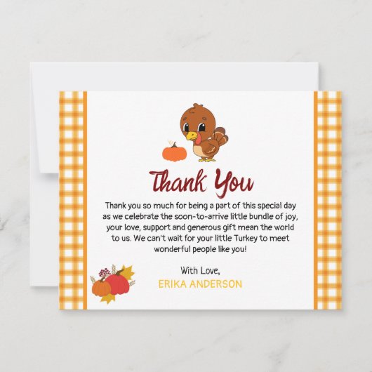 Ein kleiner türkischer Babydusche-Fall-Erntedank Dankeskarte (Vorderseite)