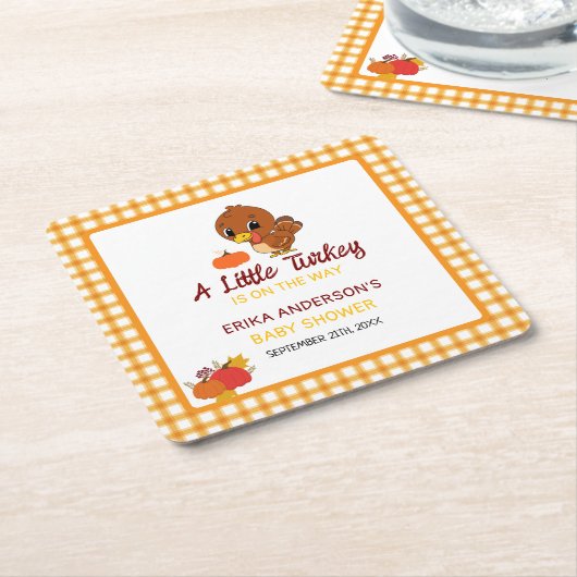 Ein kleiner türkischer Babydusche-Fall-Erntedank Rechteckiger Pappuntersetzer (angewinkelt)