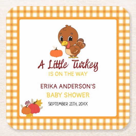 Ein kleiner türkischer Babydusche-Fall-Erntedank Rechteckiger Pappuntersetzer (Vorderseite)