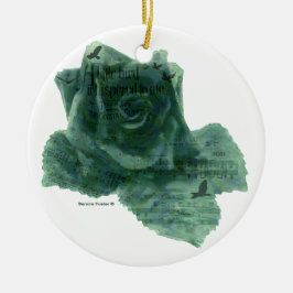 Ein kleiner Vogel erzählte mir Rose Keramik Ornament