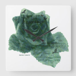 Ein kleiner Vogel erzählte mir Rose Quadratische Wanduhr