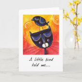 Ein kleiner Vogel sagte mir - Grußkarte Karte (Gelbe Blume)