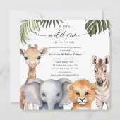 Ein kleiner Wild One ist auf dem Weg Safari Baby D Einladung (Vorderseite)