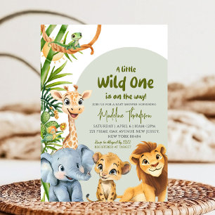 Ein kleiner Wild One ist auf der Safari Baby Dusch Einladung