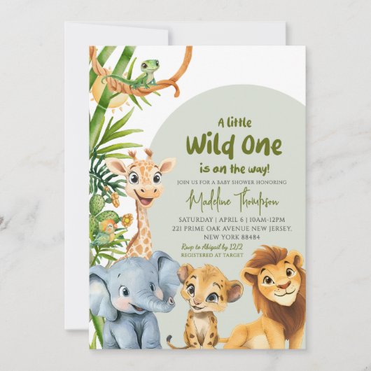 Ein kleiner Wild One ist auf der Safari Baby Dusch Einladung (Vorderseite)