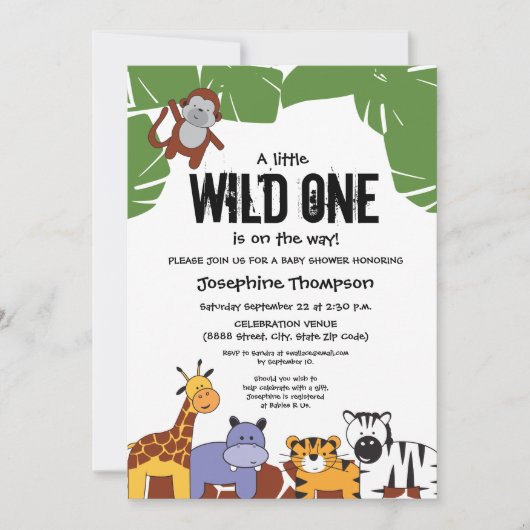 Ein kleiner Wild One ist auf der Way Safari Baby S Einladung (Vorderseite)