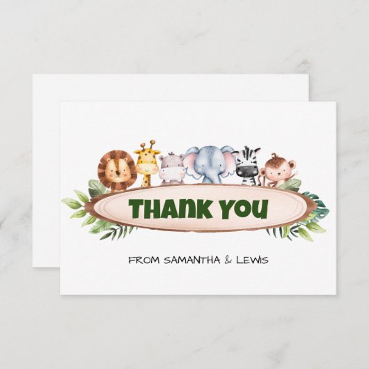 Ein kleiner Wild One Safari Vielen Dank Dankeskarte (Vorne/Hinten)