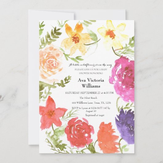 Ein kleiner Wildblume-Girl-Duschkopf Einladung (Vorderseite)