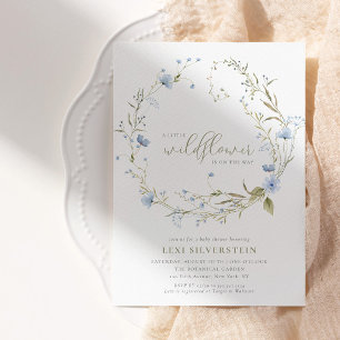 Ein kleiner Wildblumen grüner Boho Baby Girl Einladung