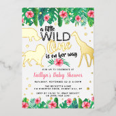 Ein kleiner Wilder ist auf dem Weg zur Mädchendusc Folieneinladung (Vorderseite)