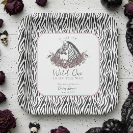 Ein kleiner Wilder – Mama und Baby Zebra Quadratis Pappteller