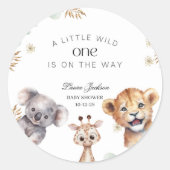 Ein kleiner Wilder Safari-Baby-Tiere Baby-Party Runder Aufkleber (Vorderseite)