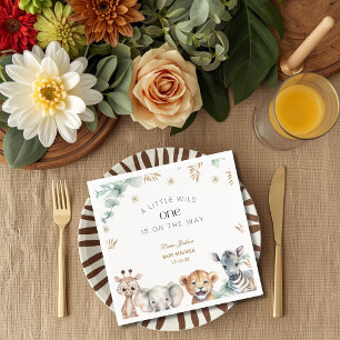 Ein kleiner Wilder Safari-Baby-Tiere Baby-Party Serviette