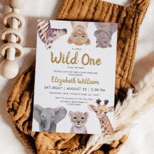 Ein kleiner Wilder Safari-Baby-Tiere-Baby-Shower Einladung