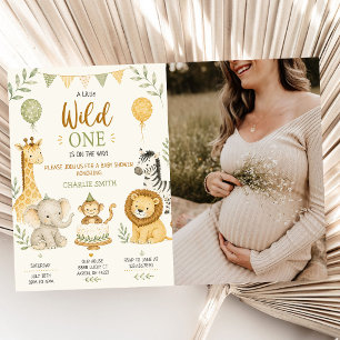 Ein kleiner Wilder Safari-Tiere Baby-Shower-Foto Einladung