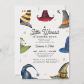 Ein kleiner Zauberjunge, graue Halloween-Kinderdus Einladung (Vorderseite)