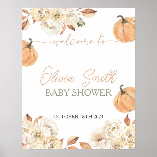 Ein kleines Baby-Duschgel mit Pumpkin Fall Begrüßu Poster (Vorne)