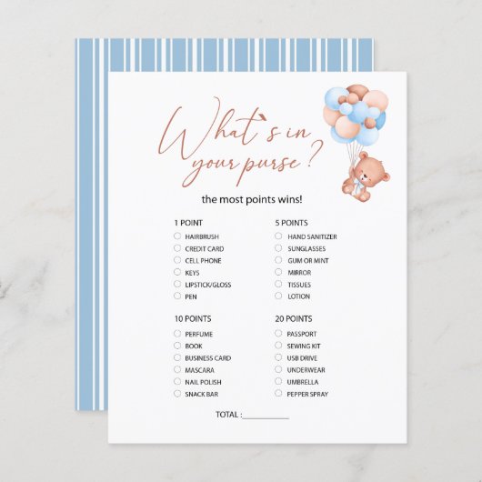 Ein kleines Baby Was ist in Ihrem Geldbeutel-Spiel (Vorne/Hinten)