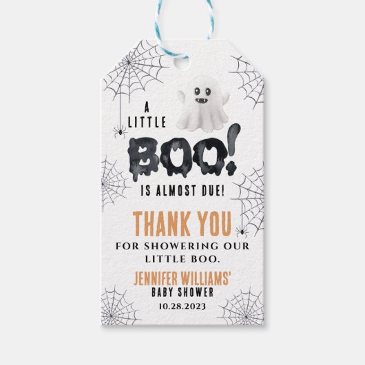 Ein kleines Babydusche Halloween vielen Dank Geschenkanhänger (Vorderseite)