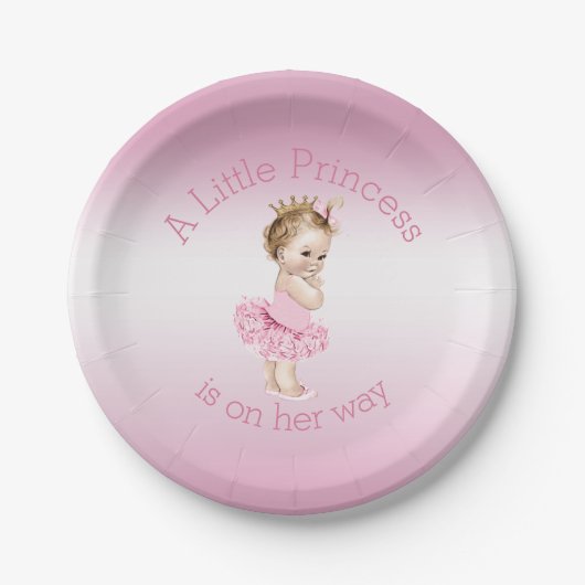 Ein kleines Babyparty-Rosa Prinzessin-Ballerina Pappteller (Vorderseite)