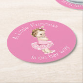 Ein kleines Babyparty-Rosa Prinzessin-Ballerina Runder Pappuntersetzer (Angewinkelt)