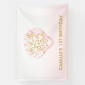 Ein kleines Beach Babe Girl 1. Geburtstag Banner (Vertikal)