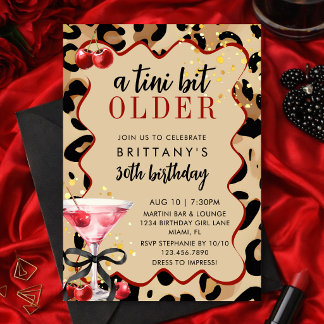 Ein kleines bisschen älter Leopard Cherry Martini  Einladung