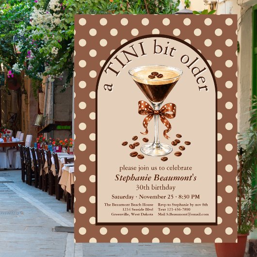 Ein kleines bisschen älterer Martini Espresso Brau Einladung