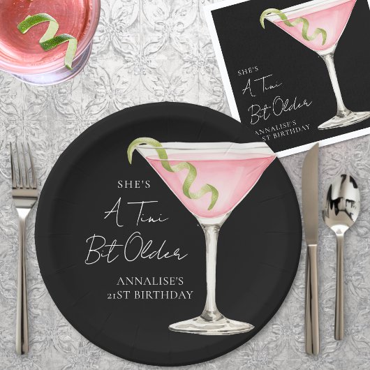 Ein kleines bisschen älterer Martini Geburtstag Pappteller