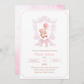 Ein kleines, blassrosa Wappen verbeugt Babyshuvita Einladung (Vorne/Hinten)