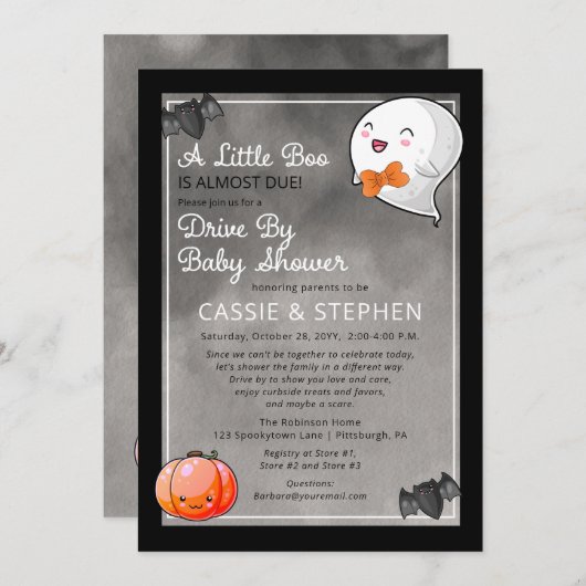 Ein kleines Boo Ghost Boy Drive mit Babydusche Einladung (Vorne/Hinten)
