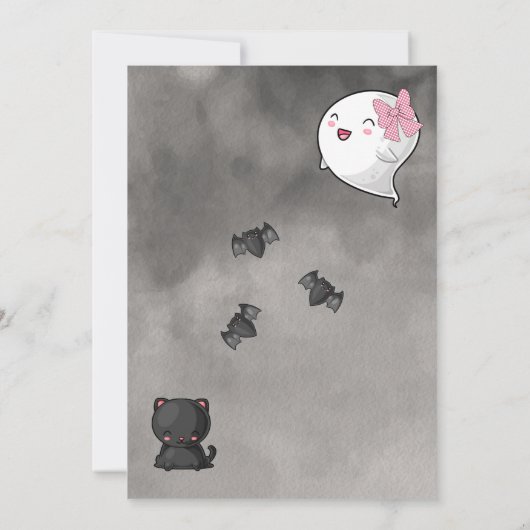 Ein kleines Boo Ghost Girl Virtual Baby Dusche Inv Einladung (Rückseite)