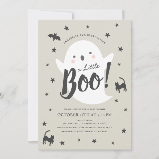 Ein kleines Boo Ghost Halloween Kinderdusche Einladung (Vorderseite)