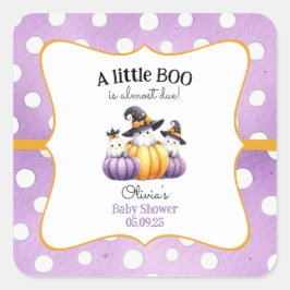 Ein kleines Boo Ghost Halloween Kinderdusche Quadratischer Aufkleber